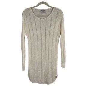 Bell of Cotton Knit Top M‎ Beige Beach Cottagecore Boho Sweater Striped Coastal
